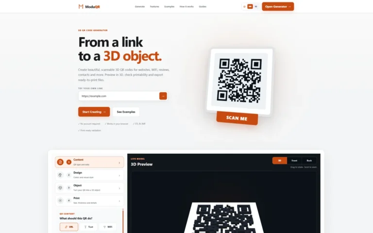 Captura de ModuQR, aplicación web para generar códigos QR tridimensionales